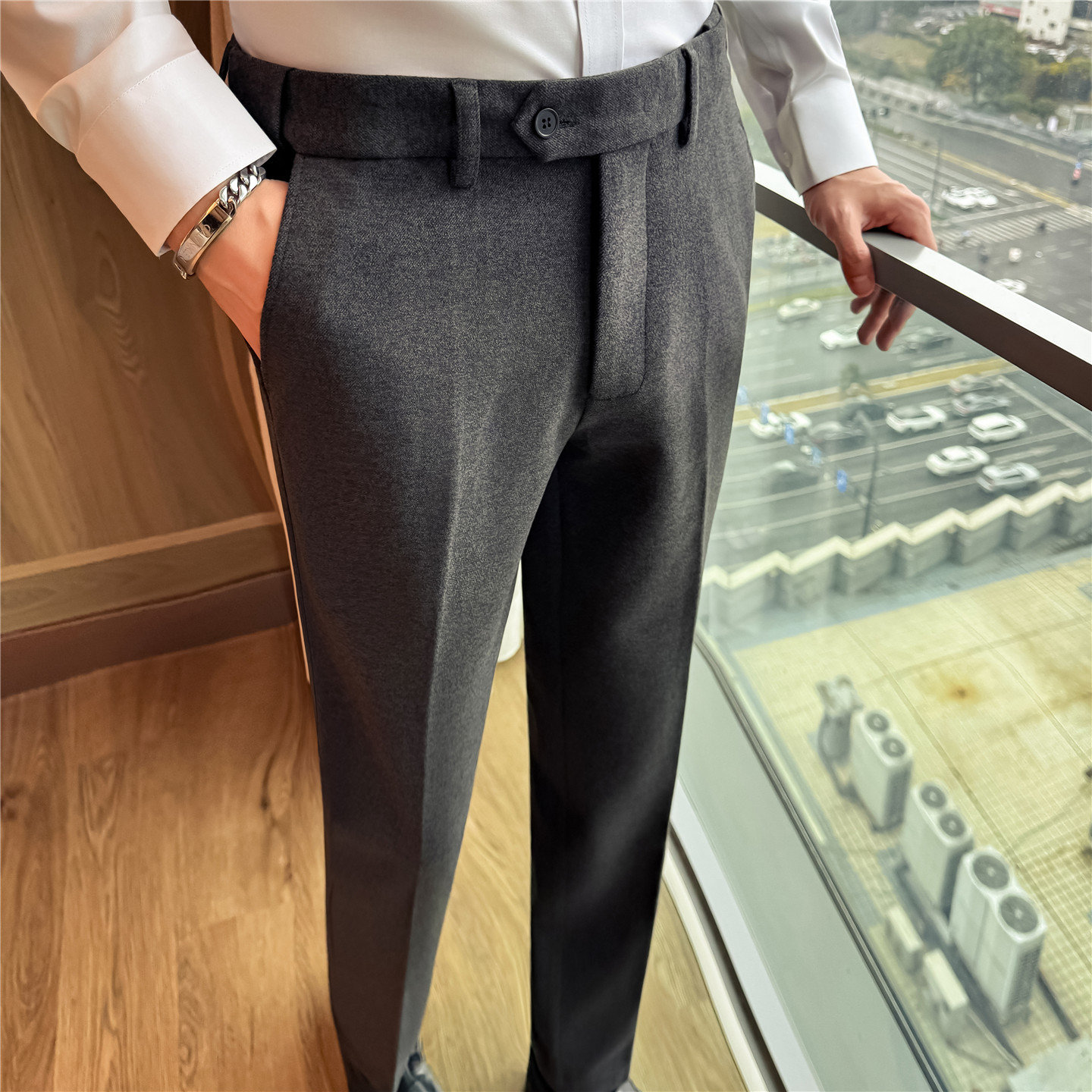 Men'S Formal Wear In Winter - Men's Wool Blend Straight Dress Pants,