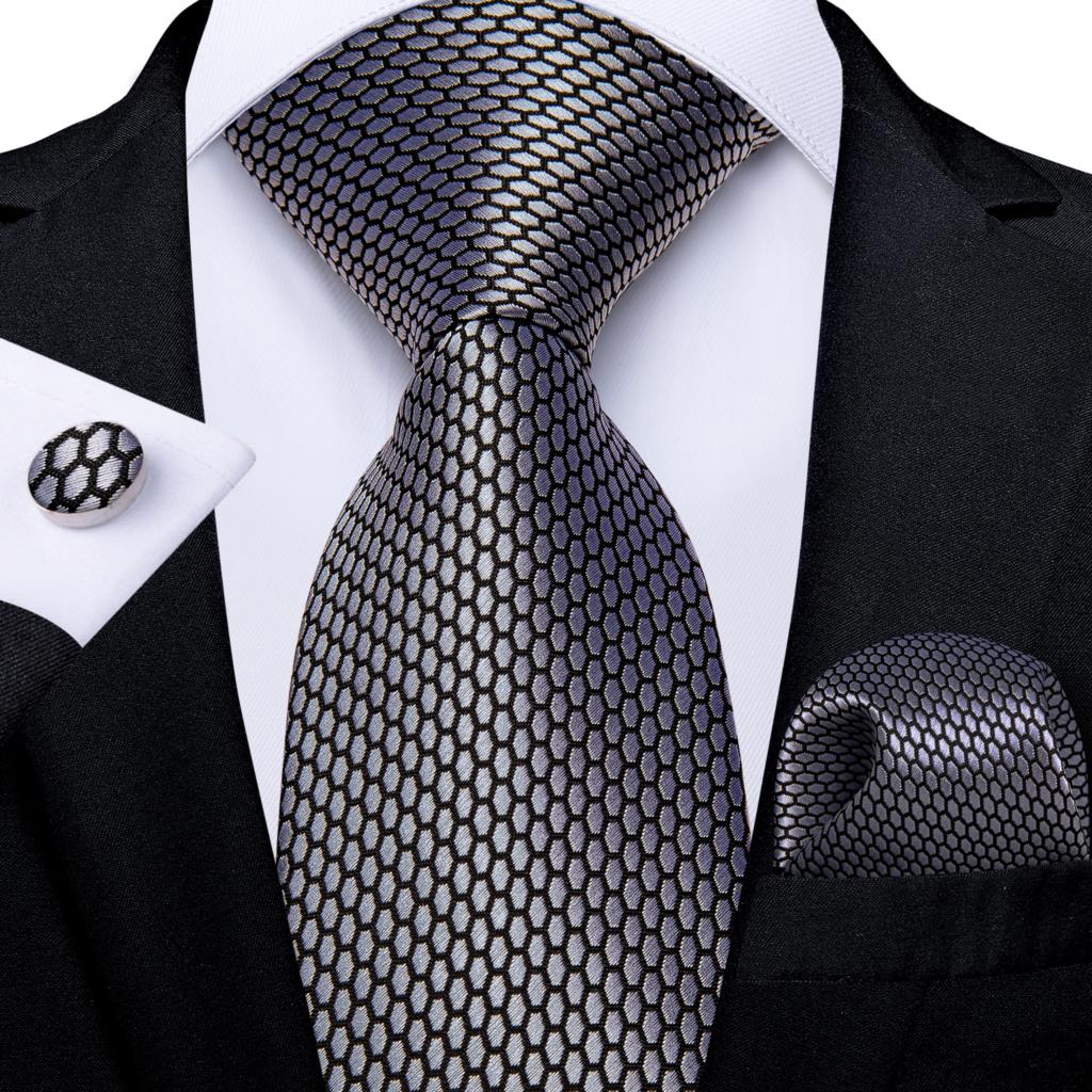 Bạc Kẻ Sọc Đen Lụa Quan Hệ Cho - đánh giá và giá Cufflinks Silver Set