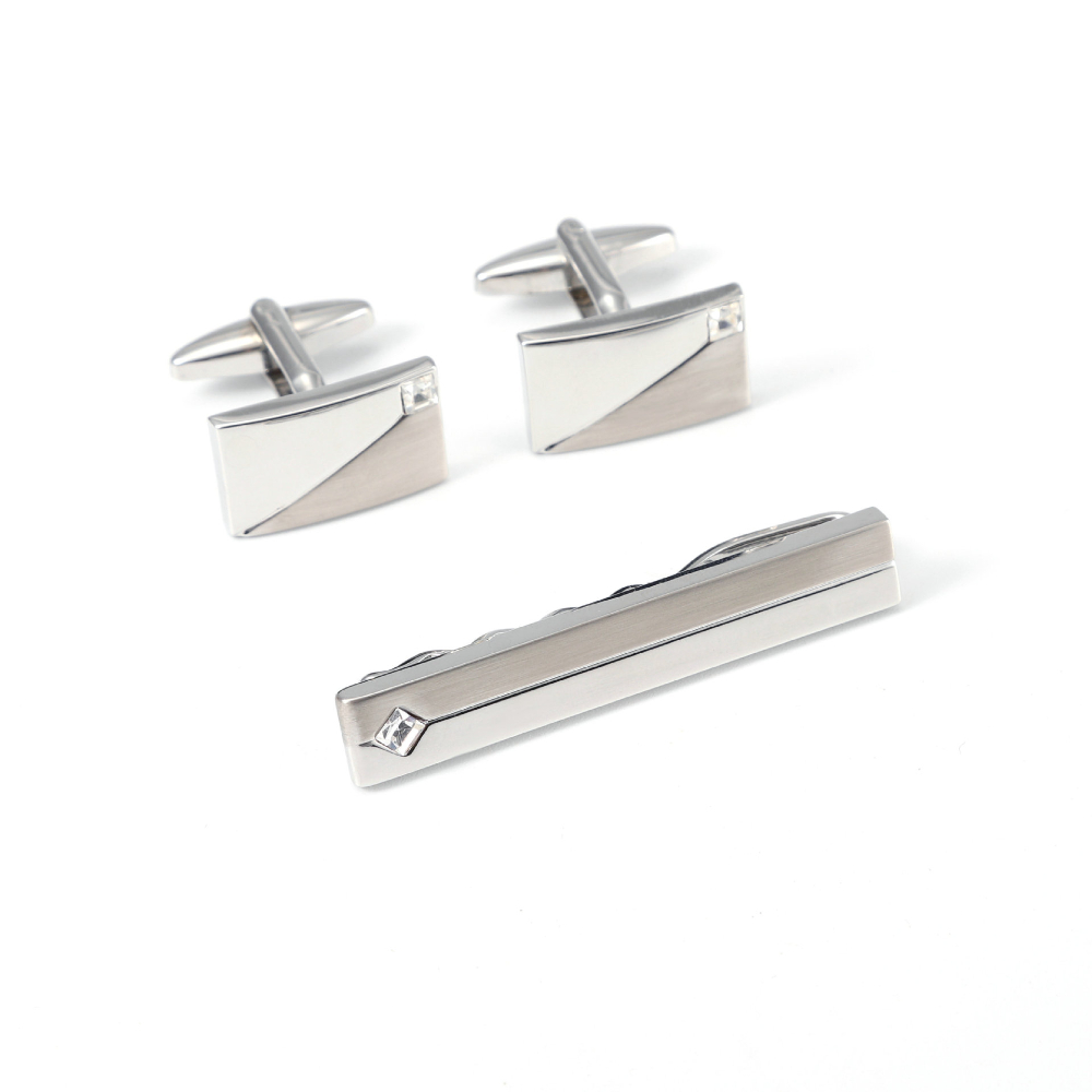 Simple Geometric Diamond Studd - đánh giá và giá Cufflinks Silver Set