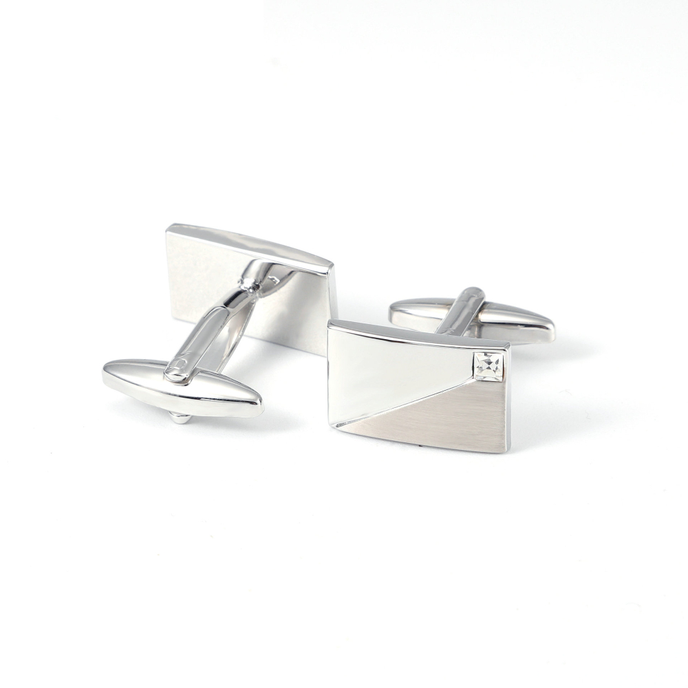 Simple Geometric Diamond Studd - đánh giá và giá Cufflinks Silver Set