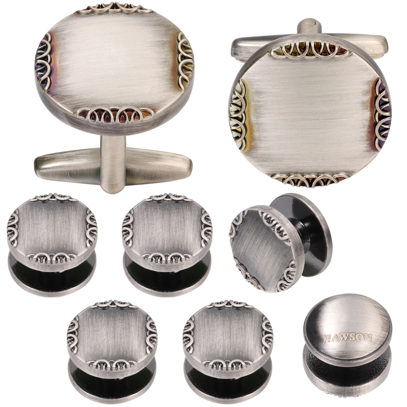 Mới Cổ Màu Bạc Khuy Măng Sét V - đánh giá và giá Cufflinks Silver Set