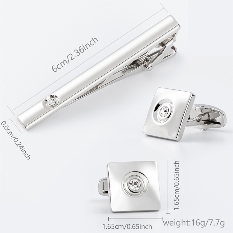 Light Luxury Gold Silver Squar - đánh giá và giá Cufflinks Silver Set