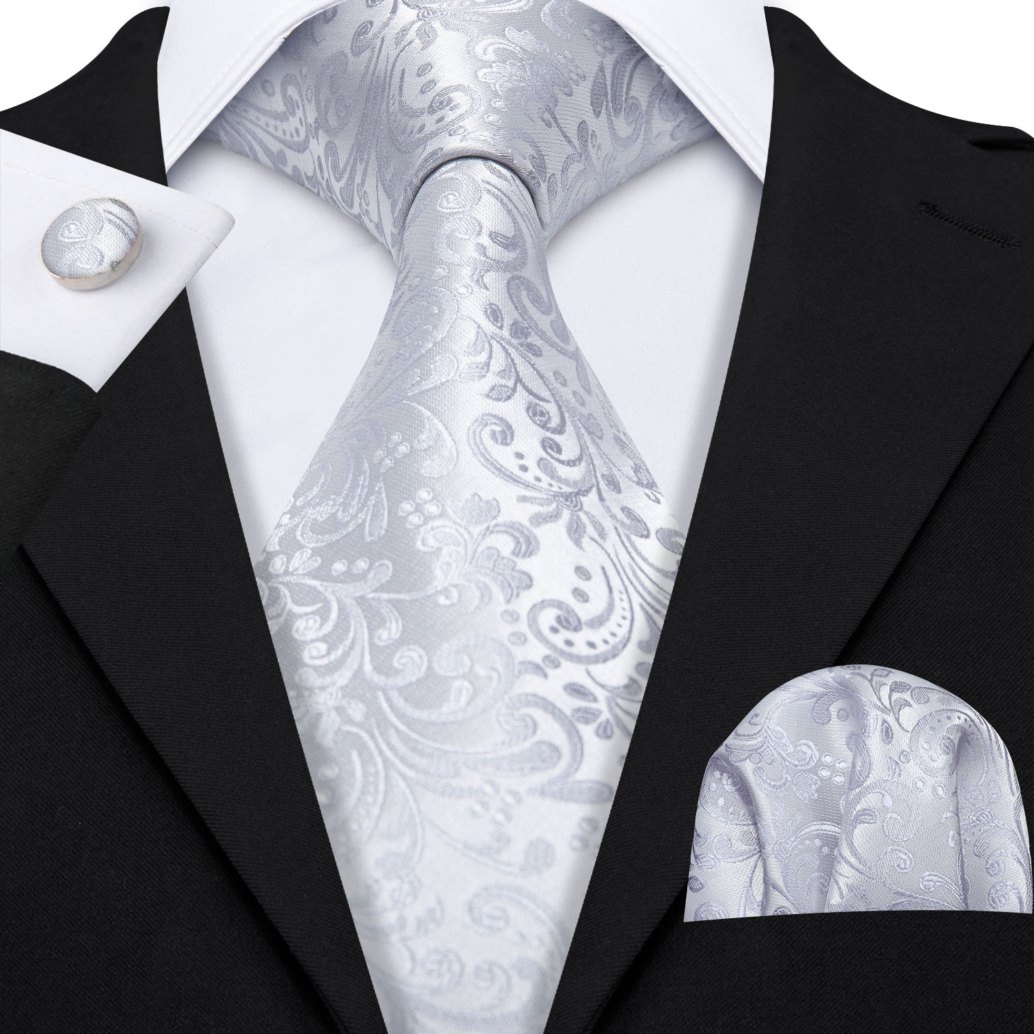 White Silver Apricot Ties for  - đánh giá và giá Cufflinks Silver Set
