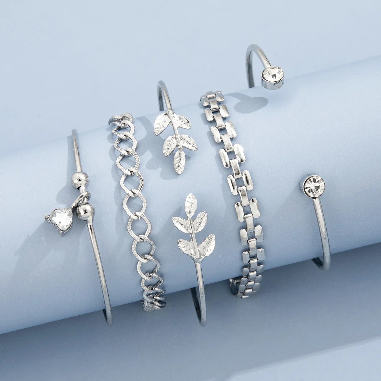 Bohemian Leaves Bracelet Set F - đánh giá và giá Cufflinks Silver Set
