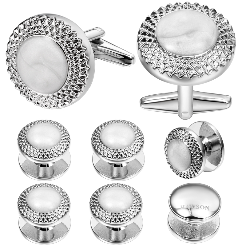 HAWSON Silver Plated Opal Shel - đánh giá và giá Cufflinks Silver Set